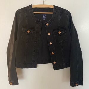 Collarless Black Denim Jacket from GAP / NWT